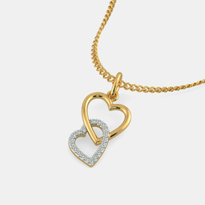 Collar con Colgante de Doble Corazón Entrelazado en Oro Amarillo con Diamante Cultivado en Laboratorio - Product Image 6