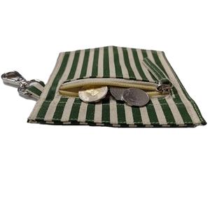 定制帆布口袋钥匙链，带金属钥匙圈和皮带环条纹印花口袋钱袋企业纪念品礼品 - Product Image 6