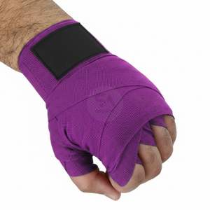 Bandages de boxe en coton violet 180 pouces, gants intérieurs MMA, protection des poignets, respirants, durables, bandages d'arts martiaux pour l'entraînement - Product Image 3