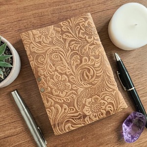 Embossed <b>Leather</b> Journal, Deckle Edge Diary, Travel Sketchbook - Product Image 1