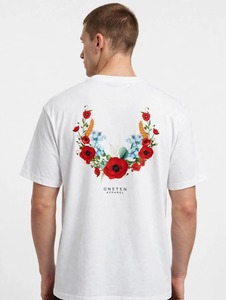 ONETEN APPAREL <b>Men's</b> White <b>T</b>-<b>Shirt</b> Short Sleeve O-Neck <b>Floral</b> Print Cotton Tee - Product Image 5