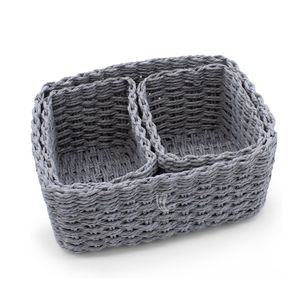 Woven Paper <b>Rope</b> <b>Storage</b> <b>Baskets</b> Set of 3, Nestable Bathroom Vanity & Closet Organizer <b>Baskets</b>, Eco-Friendly Home Organization - Product Image 2