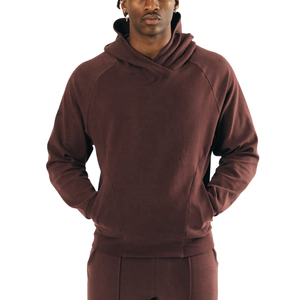 <b>Men's</b> Beige <b>Pullover</b> Hoodie Regular Fit Cotton French Terry Casual Autumn Wear Solid Color Knitted Long Sleeve - Product Image 3