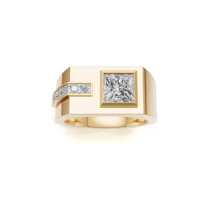 Anillo de Diamantes para Hombre Ascent Edge Square, Corte Redondo y Princesa, 7 Piedras, Anillo de Diamantes Creados en Laboratorio - Product Image 1