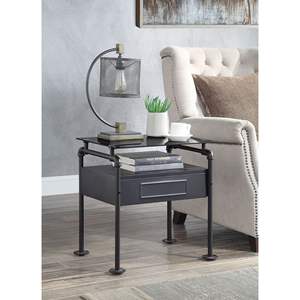 Nicipolis Sandy Gray Finish Glass <b>Nightstand</b> - Product Image 1