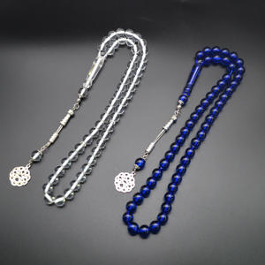 Tasbih islamique en résine, chapelet musulman fait main, écologique, avec pompon argenté et nœud décoratif, 51 perles pour usage religieux - Product Image 2