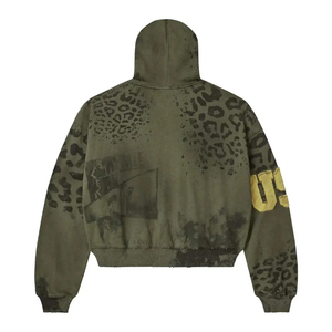 Sweat-shirt à capuche unisexe surdimensionné et court, uni, avec poche, manches classiques, style décontracté automne, 100% coton - Product Image 2