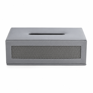 Boîte à mouchoirs en cuir avec logo personnalisé, rayée, moderne, pour bureau, distributeur de serviettes, boîte à papier en forme de cube nordique, organisateur pour la décoration de bureau - Product Image 1