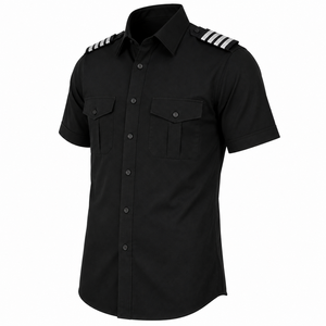 Camisa Polo Negra de Manga Corta para Hombre con Franjas en los Hombros, Dos Bolsillos en el Pecho, Poliéster/Algodón, Ropa Casual - Product Image 4