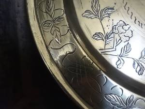 Assiette de présentation de luxe gaufrée avec bordure dorée pour mariage, banquet, hôtel, décoration de table - Product Image 6