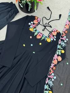 Presenting New Designer Collection In Faux Georgette With Embroidery Work Gown And Dupatta Set Fully Stitched Ready To Wear - Product Image 5