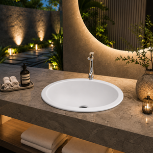 <b>PRIME</b> Modern Solid Bathroom Countertop Basin Polished Finish Counter Installation NSF Certified Oval Shape Single Hole - Product Image 2