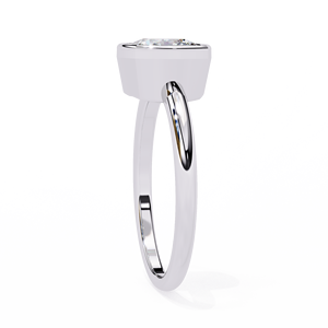 Anillo de Compromiso de Moissanita Cultivada en Laboratorio con Corte Cojín, Estilo Solitario con Banda de Diamantes para Mujer, Regalo de Boda - Product Image 1
