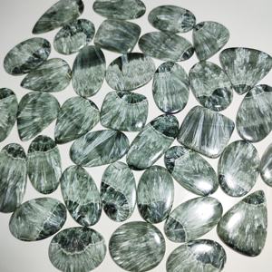 Lote al por mayor de cabujones de serafinita natural |   Piedras Sueltas de Serafinita Verde Lisa para Joyería de Macramé, Gemas Mahnaj - Product Image 6