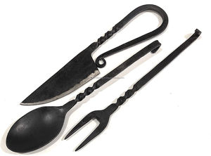 Couverts médiévaux en acier inoxydable vintage ensemble en métal pour ustensiles de cuisine nouvelle cuillère et fourchette en métal dans un style vintage - Product Image 4