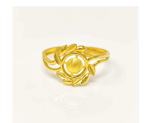 Exquisito Anillo de Oro Sólido de 22K para Mujer, Anillo con Diseño de Corona de Laurel en Oro Amarillo 916, Joyería Fina, Regalo de Novia - Product Image 2