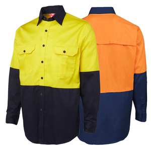 Camisa de Trabajo HSI HSI-DS12 Personalizada de Algodón de Alta Visibilidad, Dos Tonos, con Botones, para Uso Industrial, Impermeable y Anti-Corte - Product Image 1