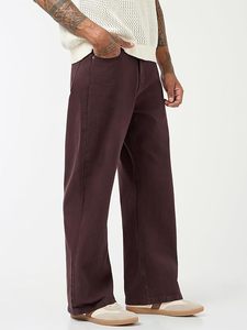 Jean en denim pour homme, coupe ample, écoresponsable, marron uni, jambe large, 100% coton, taille mi-haute, décontracté, de qualité supérieure et abordable, dernière collection - Product Image 2