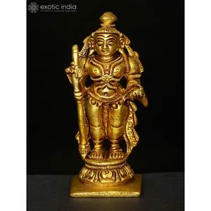 Petite sculpture en laiton faite à la main de la divinité tantrique hindoue Article de cadeau indien de 3 pouces fabriqué en Inde - Product Image 2