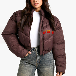 Hot Selling Premium Quality Long Sleeve Crop <b>Top</b> Puffer Jacket For Women Custom Printed Logo Cotton Padded <b>Bubble</b> Jacket - Product Image 6