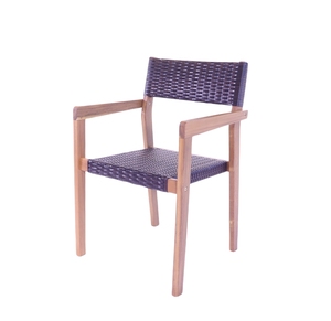 Premium Acacia <b>Wood</b> Dining <b>Chair</b> with Rattan Backrest | Durable Outdoor Seating for Patio, <b>Garden</b> & Hotels - Product Image 2