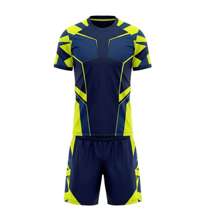 Ensemble de maillot et short de handball personnalisé 100% polyester pour équipe nationale, pour hommes, bleu et jaune fluo, haute qualité, imprimé numériquement - Product Image 3