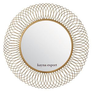 Kayna Export Luxury <b>Gold</b> Plated Metal Art Deco Round Wall Mirror with 5.0mm Thickness for Hotels Decor - Product Image 5