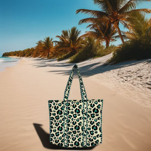 Indian Handmade Cotton Solid Color Reversible Zipper Closure Bohemian Style Tote <b>Bag</b> Perfect Beach Vacation - Product Image 3