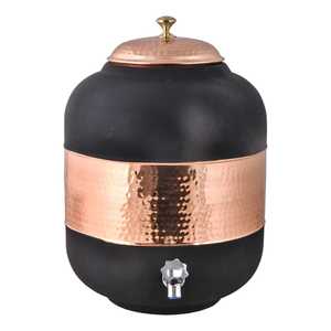 Abstract <b>Marble</b> Print Copper Water Dispenser 5L <b>Large</b> Capacity Ayurvedic Metal Tank with Brass Lid for Healthy Daily Hydration - Product Image 4