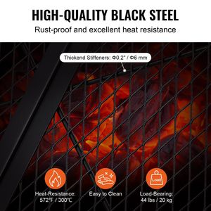 Griglia X-Marks per fuoco in acciaio resistente griglia per falò portatile da 36 pollici griglia per barbecue manico nero griglia da cucina pieghevole da campeggio - Product Image 4