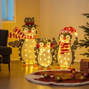 Decorazioni Natalizie Gonfiabili da Esterno con 194 Luci LED a Forma di Pinguini, con Fascette Zip, Decorazioni Luminose per Giardino - Product Image 2