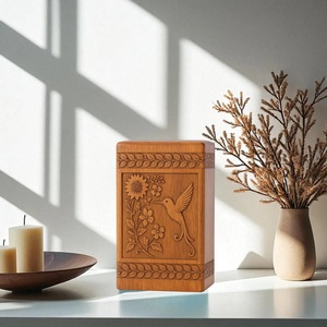 Rosewood Hummingbird Urn Handmade Wooden Floral Cremation <b>Box</b> for human ashes medium size 9x5.5 urn <b>box</b> - Product Image 4