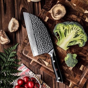 Cuchillo de carnicero de acero de Damasco hecho a mano con mango de madera, hoja de 6-7.9 pulgadas, diseño industrial ambidiestro para cortar carne - Product Image 6