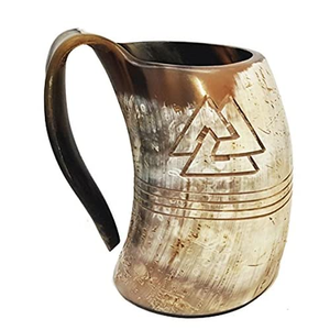 Tasses à boire en corne de viking artisanales Kiswah, sculptées à la main en corne d'animal véritable, écologiques, design moderne, origine Uttar Pradesh. - Product Image 3