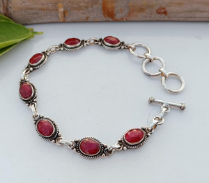 Natural <b>Ruby</b> 925 Sterling Silver Adjustable <b>Bracelet</b> Natural Gemstone Jewelry Boho Statement <b>Bracelet</b> for Women Men Gift - Product Image 5