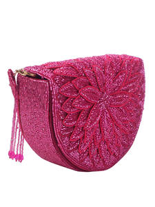 Bolso de mano de noche con cuentas y forma de media luna, con asa de borla, colores personalizados, cierre magnético, venta al por mayor - Product Image 2