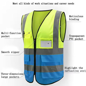 Chaleco de Seguridad Reflectante de Alta Visibilidad en Dos Tonos para Construcción Nocturna y Ciclismo, Chaquetas de Poliéster para Construcción, Logotipo Personalizable - Product Image 5