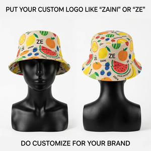 Sombrero de Pescador de Algodón Twill Premium de 280 GSM con Estampado Vibrante de Frutas, Logotipo Bordado Personalizado, Ropa Casual de Verano - Product Image 1