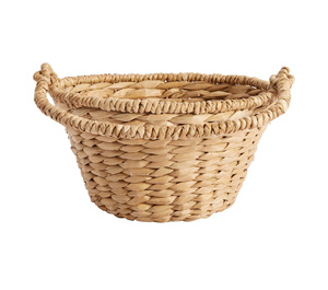 Natural handwoven hyacinth basket with sturdy handle <b>rustic</b> farmhouse storage basket eco friendly multipurpose carry basket - Product Image 2