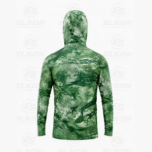 เสื้อฮู้ดดี้ตกปลาแขนยาว แห้งเร็ว ผลิตตามสั่ง ผ้าโพลีเอสเตอร์ 100% ป้องกันรังสียูวี UPF 50+ พร้อมหน้ากากปิดหน้า สำหรับผู้ชาย - Product Image 6