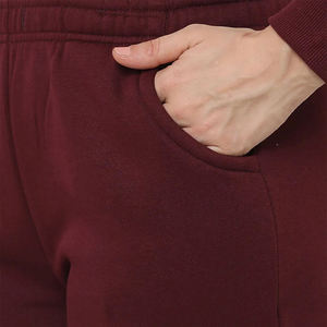 Ensemble de survêtement en molleton bordeaux à capuche, coupe ajustée, sweat-shirt zippé et pantalon, unisexe, décontracté, pour l'hiver, couleur unie, tricoté - Product Image 5