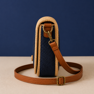 HINDVANTA GLOBAL Jute Material Eco-friendly Durable Fashion Crossbody Sling Bag Small Capacity Shoulder <b>Purse</b> Button Closure - Product Image 2
