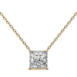 Pendentif solitaire en or 18 carats avec diamant de laboratoire de style luxueux, taille princesse, bijou pendentif solitaire en diamant de laboratoire. - Product Image 4