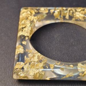 Bracelet de luxe en résine transparente avec feuille d'or 24 carats, forme carrée, brillant, en résine époxy claire, pour bijoux de mode, durable - Product Image 3