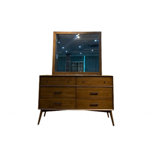 Commode en bois massif moderne du milieu du siècle grand miroir meubles de chambre à coucher de haute qualité pour hôtel/entrepôt utilisation stockage caractéristique Tan - Product Image 4