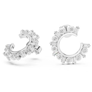 Half Circle Round Cut Moissanite Diamond Wedding Earring Unique Design <b>Stud</b> Earring Half Moon <b>Studs</b> Jewelry Anniversary Gift - Product Image 3