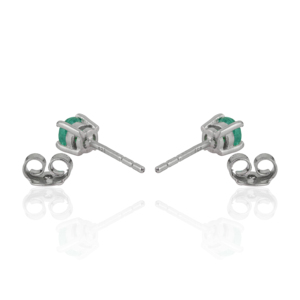 Minimal Round Cut Natural Emerald Gemstone 925 Sterling <b>Silver</b> <b>Stud</b> Unisex May Birthstone Earrings Fine Jewelry - Product Image 6