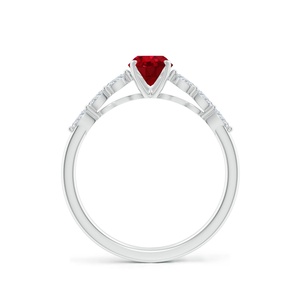 14K Solid Gold Oval Cut Natural Ruby Gemstone Engagement <b>Ring</b> with Marquise Cut Pave Setting Accent Diamond <b>Custom</b> Handmade <b>Ring</b> - Product Image 2