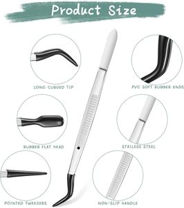 Ensemble de 3 pinces à épiler de précision en acier inoxydable, durables, avec pointe dentée, pour artisanat, timbres, perles, bijoux - Product Image 4