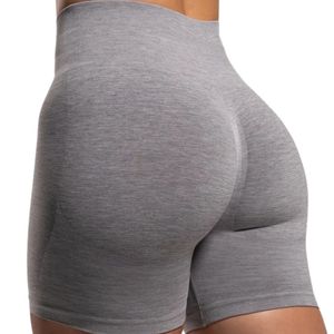 Shorts Deportivos de Cintura Alta para Mujer, Color Gris Jaspeado, Elásticos, de Compresión, para Entrenamiento, Fitness, Yoga, Ropa Deportiva - Product Image 4